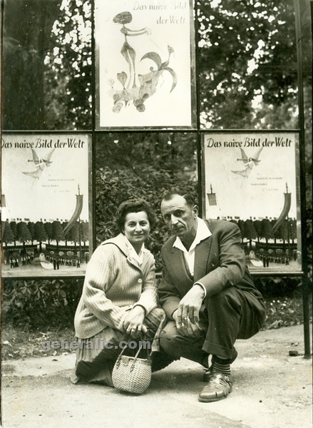 19590702 Ivan Generalic and Anka at Das naive Bild der Welt exhibition, Baden Baden 1959