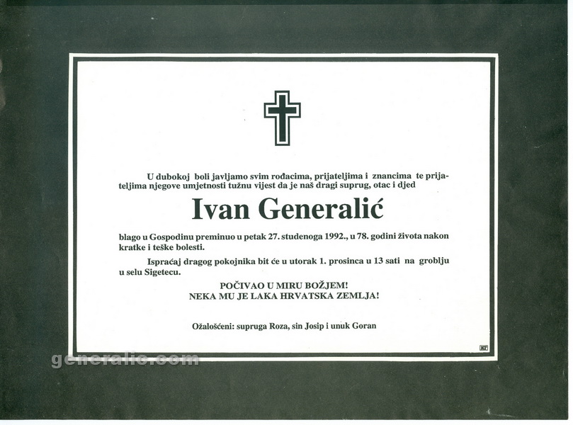 19921127 Ivan Generalic obituary, 1992
