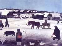 Ivan Generalic, 1931, Zima na selu (Winter in a village), akvarel (watercolour), 44x59 cm