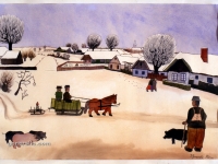 Ivan Generalic, 1931, Zima u Hlebinama (Winter in Hlebine), akvarel (watercolour), 43x60 cm