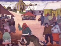 Ivan Generalic, 1933, Tucnjava na sajmu (Brawl at fair), akvarel (watercolour), 29x34 cm