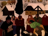 Ivan Generalić, 1934, Sprovod Štefa Halačeka (Funeral of Stef Halacek), ulje na platnu (oil on canv