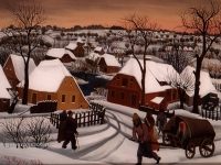 Ivan Generalic, 1936, Romi u selu (Gypsies in a village), ulje na staklu (oil on glass)