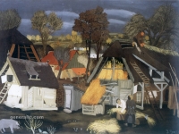 Ivan Generalic, 1938, Jesen na selu (Autumn in a village), tempera na staklu (tempera on glass), 39