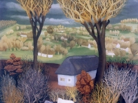 Ivan Generalić, 1938, Krave u šumi (Cows in the forest), ulje na staklu (oil on glass), 44x34 cm