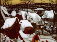 Ivan Generalić, 1939, Dvorište (A yard), ulje na staklu (oil on glass), 38x39 cm