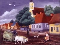 Ivan Generalic, 1939, Moje selo (My village), ulje na staklu (oil on glass), 34x43 cm