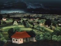 Ivan Generalić, 1939, Pejzaž (Landscape), ulje na staklu (oil on glass), 31x41 cm