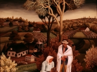 Ivan Generalic, 1943, Odmor pod drvetom (Resting under a tree), ulje na staklu (oil on glass), 56x4