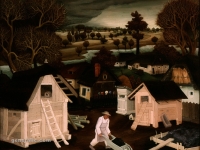 Ivan Generalić, 1944, Dvorište (A yard), ulje na staklu (oil on glass), 40x47 cm