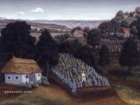 Ivan Generalic, 1952, Vinograd (Vineyard), ulje na staklu (oil on glass), 33x44 cm
