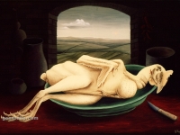 Ivan Generalic, 1954, Ocerupani pijetao (Plucked cock), ulje na staklu (oil on glass), 36x52 cm