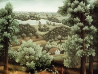 Ivan Generalić, 1954, Pejzaž (Landscape), ulje na staklu (oil on glass), 50x49 cm