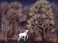 Ivan Generalic, 1956, Bijeli jelen (White deer), ulje na staklu (oil on glass), 50x60 cm