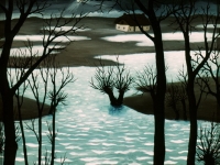 Ivan Generalic, 1957, Mrtvica (Dead waters), ulje na staklu (oil on glass), 46x34 cm
