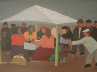 Ivan Generalic, 1957, Sajam (A fair), ulje na staklu (oil on glass), 36x53 cm