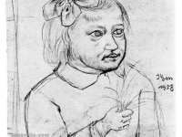 Ivan Generalic, 1958, Djevojka s cvijecem (Girl with flowers), olovka na papiru (pencil on paper)