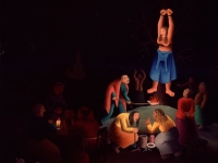 Ivan Generalić, 1958, Pretskazanje (Božanski sud), ulje na staklu (oil on glass), 40x40 cm
