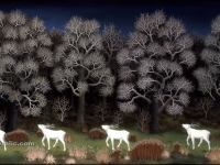 Ivan Generalic, 1959, Jelenski svatovi (The deer wedding), ulje na staklu (oil on glass), 100x175 cm