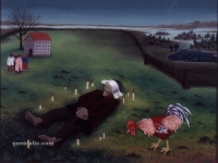 Ivan Generalic, 1959, Smrt Mirka Viriusa (Death of Virius), ulje na staklu (oil on glass), 49x62 cm