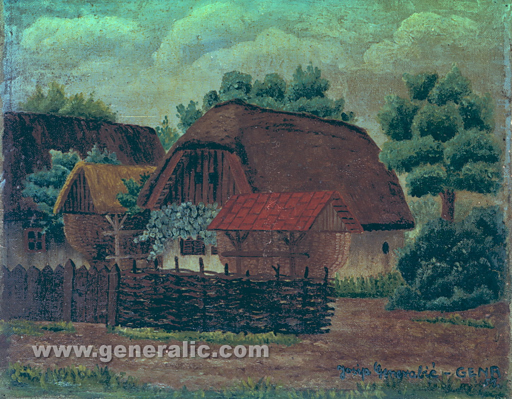 Josip Generalic, 1951, Village house, oil on canvas