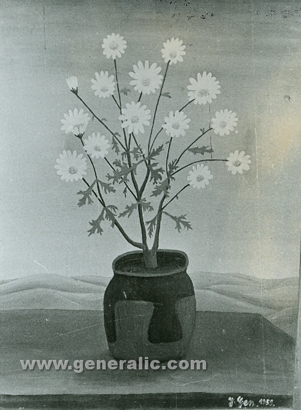 Josip Generalic, 1959, Flowers in a pot, oil on canvas