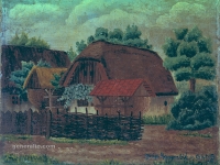 Josip Generalić, 1951, Seoska kuća (Village house), ulje na platnu (oil on canvas)