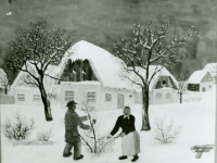 Josip Generalić, 1957 (Bileca), Rezanje granja (Cutting branches)