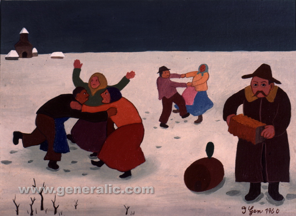 Ivan Generalic, 1960, Winter joy, oil on canvas