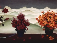 Ivan Generalic, 1960, Tri buketa (Three bouquets), ulje na staklu (oil on glass)