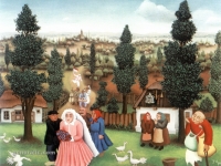 Ivan Generalic, 1961, Svati u Hlebinama (Wedding in Hlebine), ulje na staklu (oil on glass)