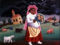 Ivan Generalic, 1962, Romska mlada (Gypsy bride), ulje na staklu (oil on glass)