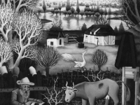 Ivan Generalic, 1962, Starac slika (Old man painting), ulje na staklu (oil on glass)
