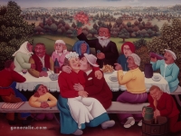 Ivan Generalic, 1962, Svatovsko veselje u vinogradu (Wedding party in vineyard), ulje na staklu (oi