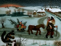 Ivan Generalic, 1962, Sveti Nikola (Santa Claus), ulje na staklu (oil on glass)