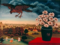 Ivan Generalic, 1962, Velika ptica (Big bird), ulje na staklu (oil on glass), 35x43 cm