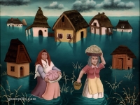Ivan Generalic, 1964, Poplava (The flood), ulje na staklu (oil on glass), 65x65 cm