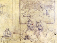 Ivan Generalić, 1965, Dvije žene (Two women), olovka na papiru (pencil on paper), 37x44 cm