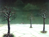 Ivan Generalic, 1965, Tri drveta (Three trees), ulje na staklu (oil on glass), 65x80 cm
