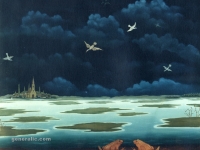 Ivan Generalić, 1966, Žabe (Frogs), ulje na staklu (oil on glass)