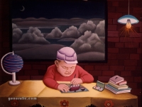 Ivan Generalic, 1967, Djecak slika (A boy is painting), ulje na staklu (oil on glass)