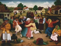 Ivan Generalic, 1968, Vrtno veselje (Garden party), ulje na staklu (oil on glass), 80x100 cm