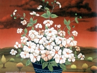 Ivan Generalic, 1969, Bijelo cvijece (White flowers), ulje na staklu (oil on glass)