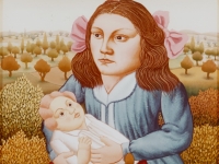 Ivan Generalic, 1969, Djevojka s lutkom (Girl with a doll), ulje na staklu (oil on glass)