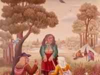 Ivan Generalic, 1969, Romi pod drvetom (Gypsies under a tree), ulje na staklu (oil on glass)