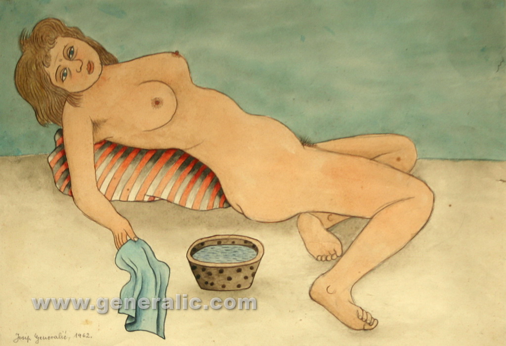 Josip Generalic, 1962, Nude female, watercolour