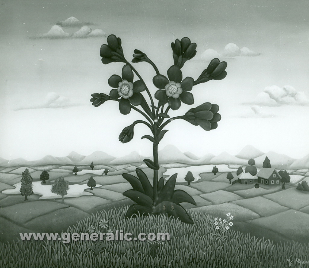 Josip Generalic, 1966, Big flower, oil on glass