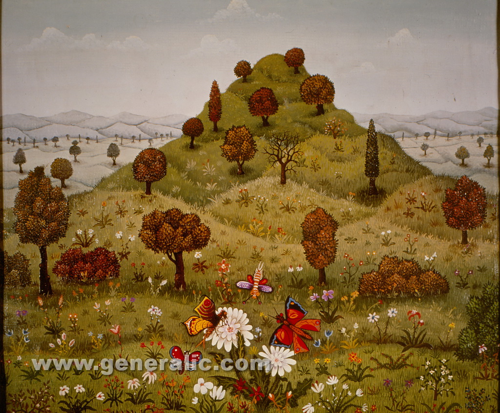 Josip Generalic, 1966, Butterflies, oil on canvas