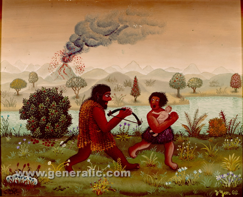 Josip Generalic, 1966, Neanderthals, oil on canvas