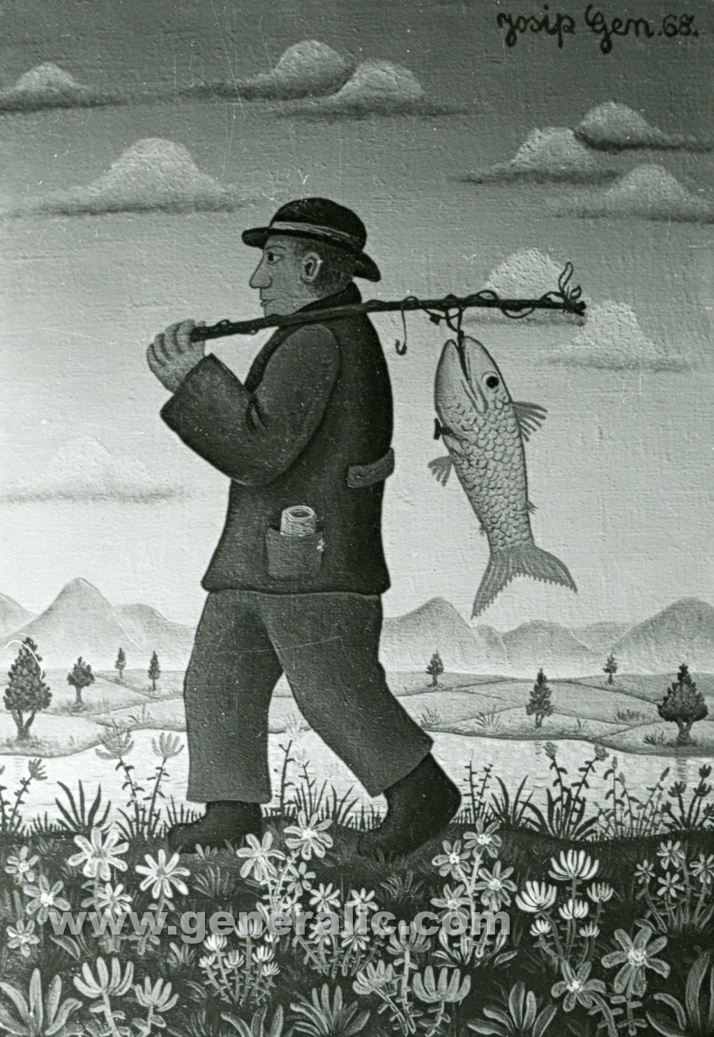 Josip Generalic, 1968, Fisherman, oil on canvas